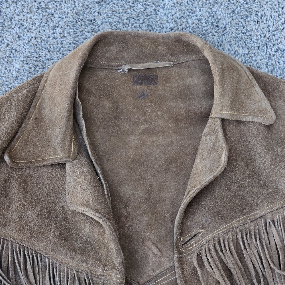 Vintage 1950s 1960s Suede Leather Fringe Western Jacket Brown Cowgirl Size M L - Picture 4 of 17